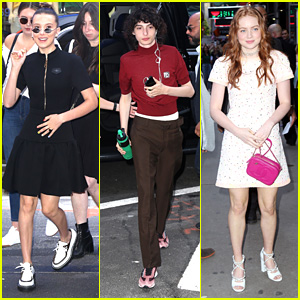 Millie Bobby Brown, Sadie Sink & 'Stranger Things' Stars Arrive For Interviews in NYC