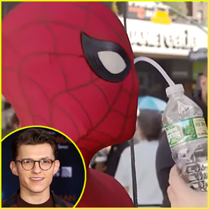 Here's How Tom Holland Drinks While Wearing His Spider-Man Suit