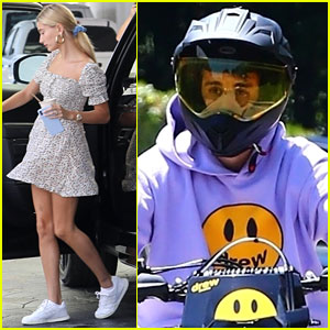 Justin Bieber Rides His Motorcycle Before Meeting Hailey Bieber for Lunch