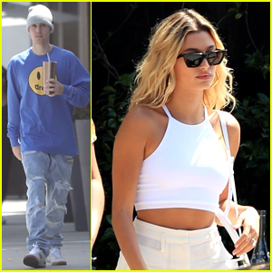 Hailey Bieber Wears All White For Sunday Lunch