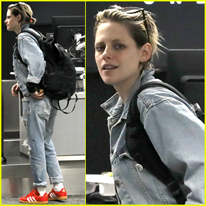Kristen Stewart Shows Off Her Airport Style in Denim-on-Denim Outfit