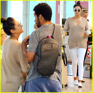 Pregnant Shay Mitchell Laughs At Partner Matte Babel At The Airport