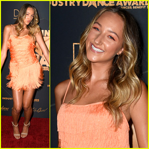 Ava Michelle Has Fun in Her Orange Fringe Dress at Industry Dance Awards