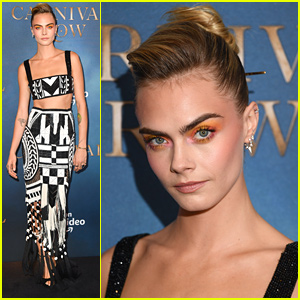 Cara Delevingne Stuns With Pink & Orange Beauty Look for 'Carnival Row' London Screening