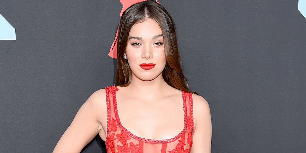 open lace back dress Hailee Steinfeld Red Satin Celebrity Ball Gown – loveangeldress main image 1