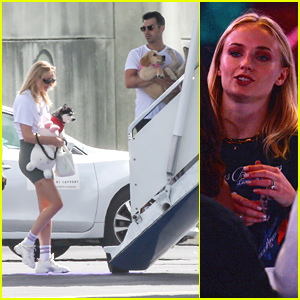 Joe Jonas & Sophie Turner Carry Their Pups Onto Plane After 'Happiness Begins' Tour Opener
