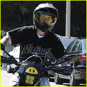 Justin Bieber Goes for a Ride on His 'Drew' Motorcycle