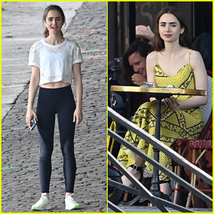 Lily Collins Films More Scenes for 'Emily in Paris' on Location in Paris