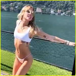 Miley Cyrus Dances by the Water in a White Bikini - Watch!
