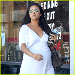 Shay Mitchell Puts Baby Bump on Display in White Dress