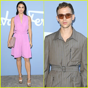 Camila Mendes & Tommy Dorfman Jump For Joy At Milan Fashion Week