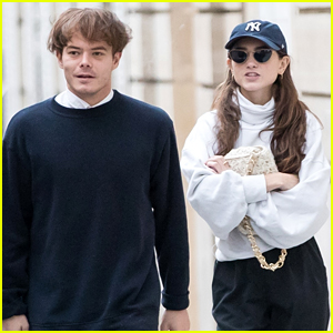Natalia Dyer Arrives in Paris For Fashion Week with Charlie Heaton