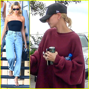 Hailey Bieber Freshens Up Her Hair After Workout in LA