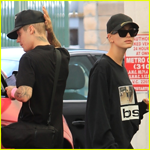 Justin Bieber Grabs Lunch With Wife Hailey in Beverly Hills