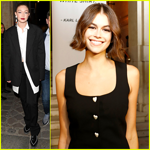 Kaia Gerber & Gigi Hadid Step Out For 'Tribute to the Karl Lagerfeld: The White Shirt Project' in Paris