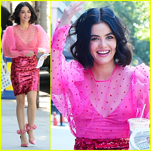 Lucy Hale Is Tickled Pink While Filming 'Katy Keene'
