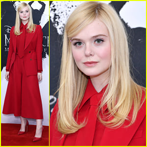 Elle Fanning Goes Bold In Red For 'Maleficent 2' Photo Call in London