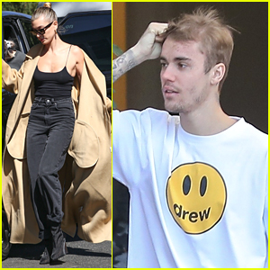 Hailey Bieber Wears Super Long Trench Coat Out in LA