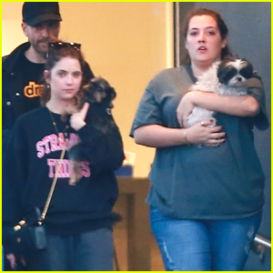 Ashley Benson & Gal Pal Pick Up Her Pups From The Vet