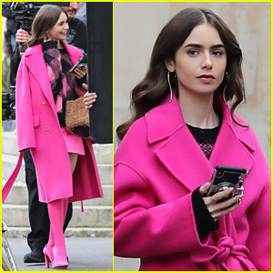 Lily Collins Brightens Up The Streets of Paris in Pink!