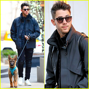 New Dog Daddy Nick Jonas Takes Pup Gino for a Walk!