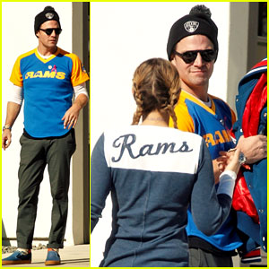 Stephen Amell & Wife Cassandra Jean Support the L.A. Rams!