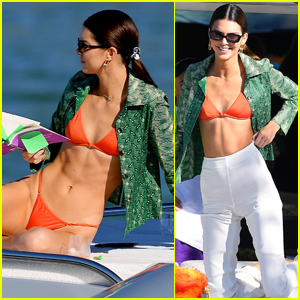 Kendall Jenner Wears Orange Bikini During Boat Outing!