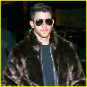 Nick Jonas Rocks Faux-Fur Coat for Dinner with Brothers!