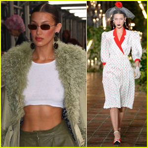 Bella Hadid Bares Her Abs After Walking in Rodarte Fashion Show