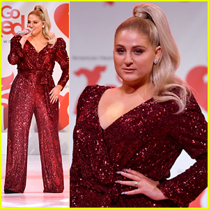 Meghan Trainor Dazzles in Red Jumpsuit For Go Red Fashion Show in NYC