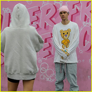 Justin Bieber Poses in Front of a Car Wash for Hailey