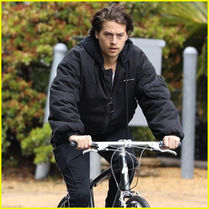 Cole Sprouse Rides His Bike Around His Neighborhood