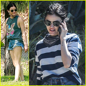 Lucy Hale & Pup Elvis Go To The Park For a Day Out