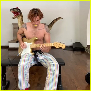 KJ Apa Goes Shirtless While Showing Off His Guitar Playing Skills