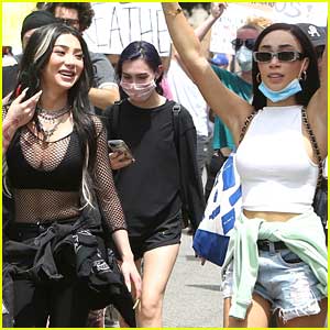 Eva Gutowski & Nikita Dragun March With Protesters In Los Angeles