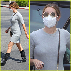 Pregnant Ashley Tisdale Steps Out For Lunch in Form Fitting Dress In Los Angeles
