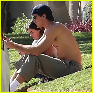 Kaia Gerber & Boyfriend Jacob Elordi Lounge on the Grass Together in Hollywood
