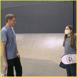 Addison Rae Gets Skateboarding Tips From Pro-Skater Tony Hawk
