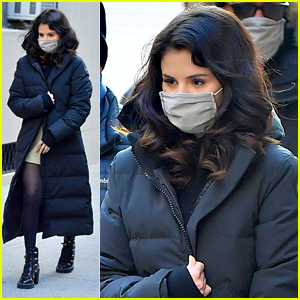 Selena Gomez Rocks Studded Boots On Set in New York City