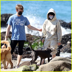 Billie Eilish Hits The Beach With Her Dogs & Brother Finneas in LA