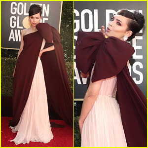 Sofia Carson Wears a Giant Bow To Host Golden Globes 2021 Red Carpet ...