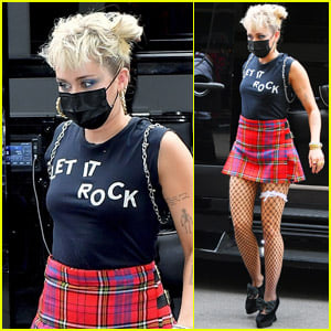 Miley Cyrus Rocks Fishnet Stockings & a Plaid Skirt While Out in the Big Apple!