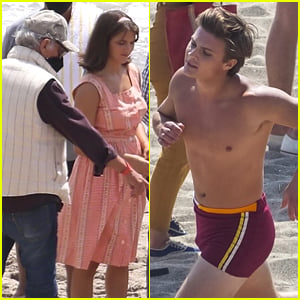 Chloe East & Newcomer Sam Rechner Hit The Beach To Film New Steven Spielberg Movie!