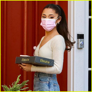 Ariana Grande Goes to Her Voice Lesson with Donuts in Hand!