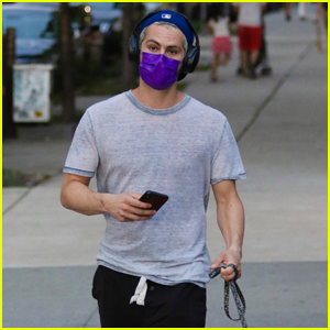 Dylan O'Brien Stays Safe While Taking His Dog for a Walk in NYC