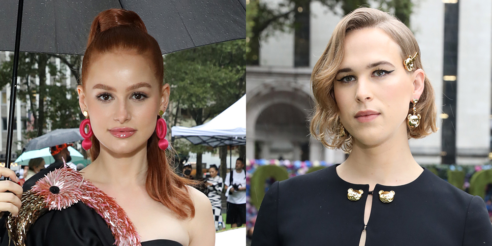 Madelaine Petsch & Tommy Dorfman Sit Front Row at Rainy Moschino Fashion Show