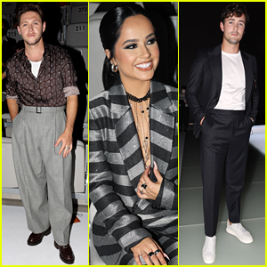 Niall Horan, Becky G & Jonah Hauer-King Sit Front Row at Emporio Armani In Milan
