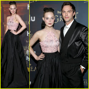 Elle Fanning & Nicholas Hoult Pose Together at the Premiere of 'The Great' Season 2