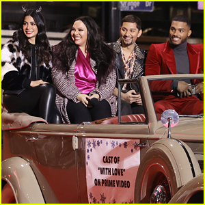Emeraude Toubia, Mark Indelicato & Rome Flynn Ride in Hollywood Christmas Parade