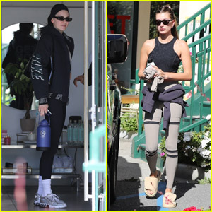 Kendall Jenner looks chic in a pair of blue athletic leggings as she heads  to a Pilates class in LA